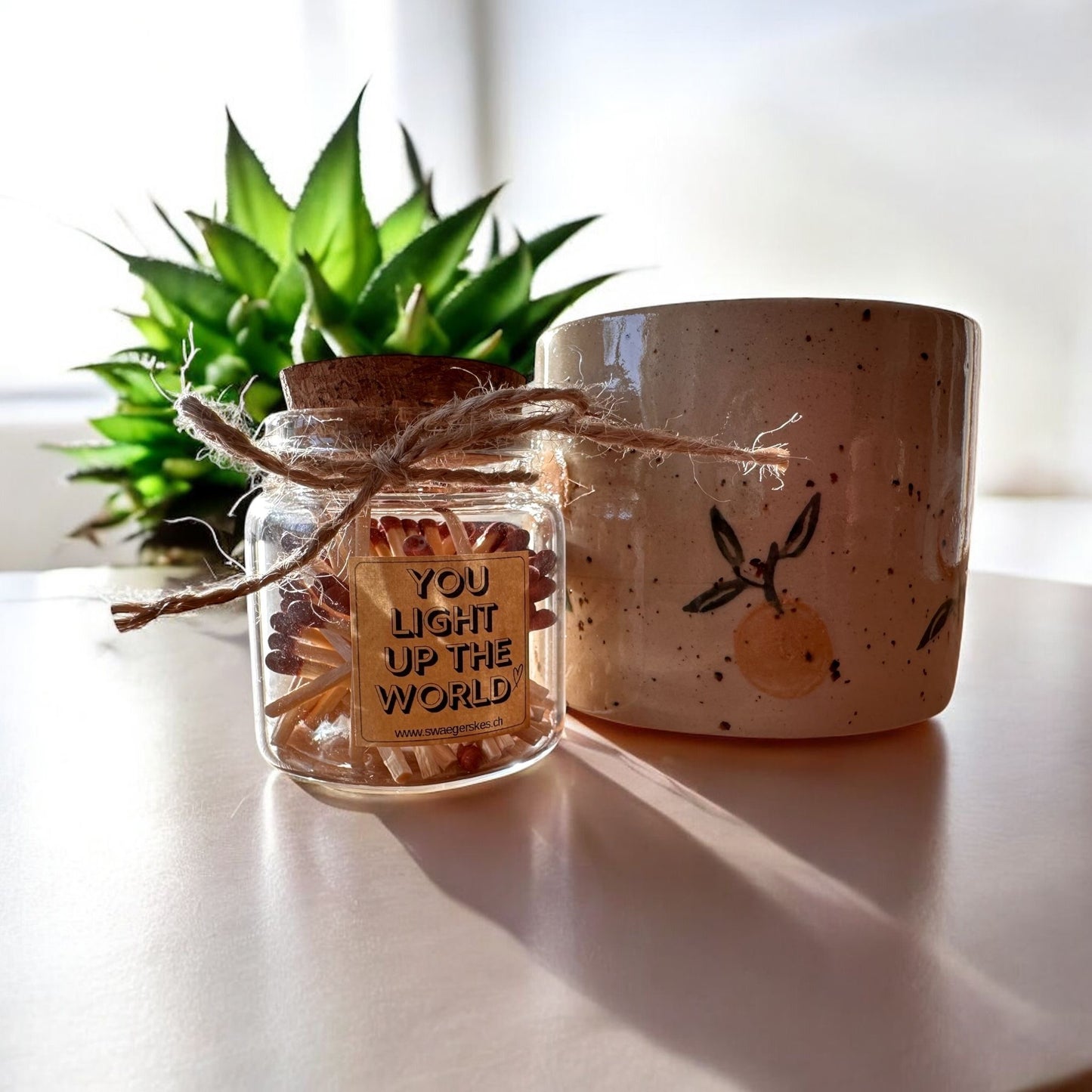 Streichhölzli-Glas "You light up the world"