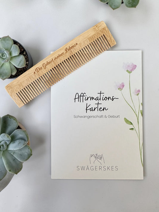 Geburts-Bundle – Geburtskamm und Affirmationskarten