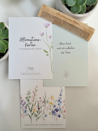 Geburts-Bundle – Geburtskamm und Affirmationskarten