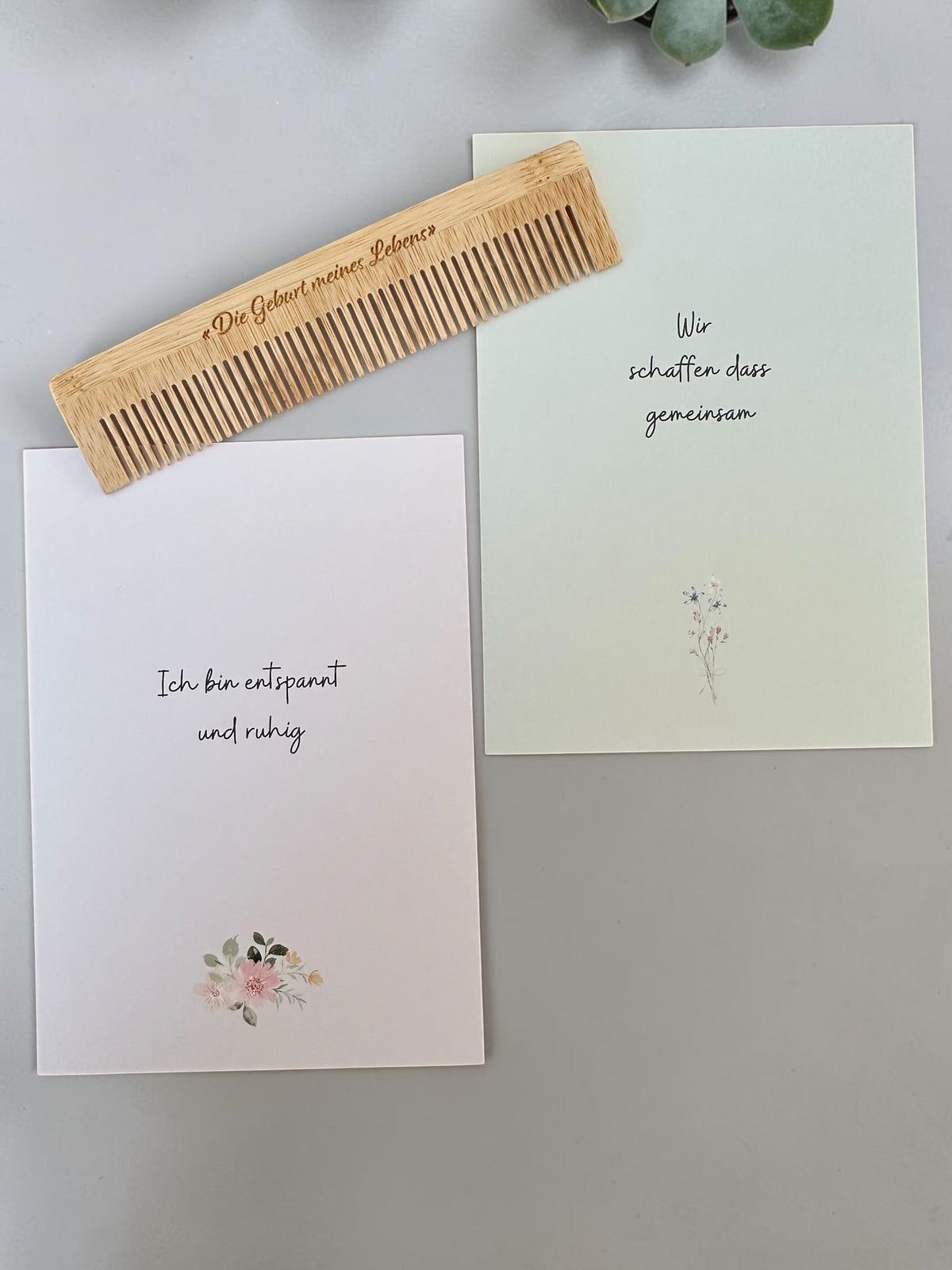 Geburts-Bundle – Geburtskamm und Affirmationskarten