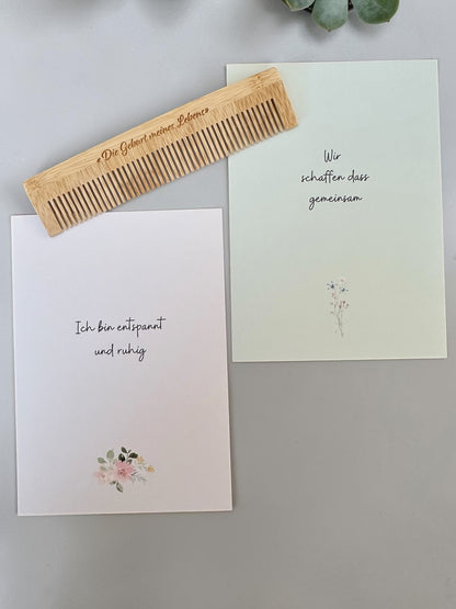Geburts-Bundle – Geburtskamm und Affirmationskarten