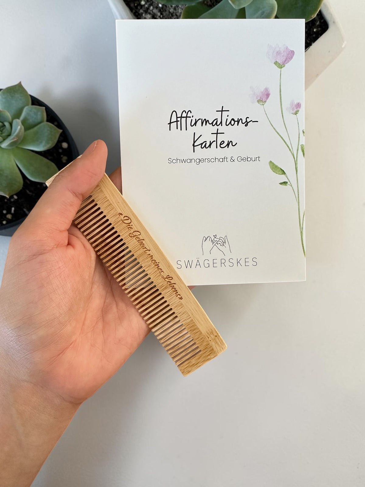 Geburts-Bundle – Geburtskamm und Affirmationskarten